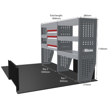 MR4 Bare Express Range til Fiat Scudo- To deler - Skuffer + Hyller