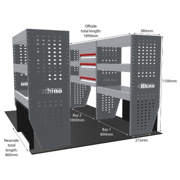 MR4 Bare Express Range til Fiat Scudo- Full konfigurasjon - Skuffer + Hyller