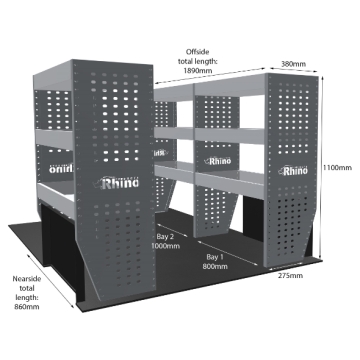 MR4 Bare Express Range til Fiat Scudo- Full konfigurasjon - Hyller
