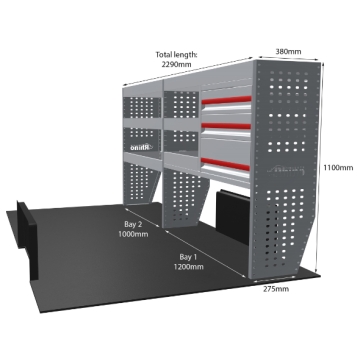 MR4 Bare Express Range til Fiat Scudo- To deler - Skuffer + Hyller