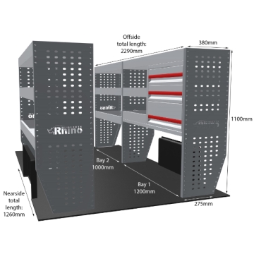 MR4 Bare Express Range til Fiat Scudo- Full konfigurasjon - Skuffer + Hyller