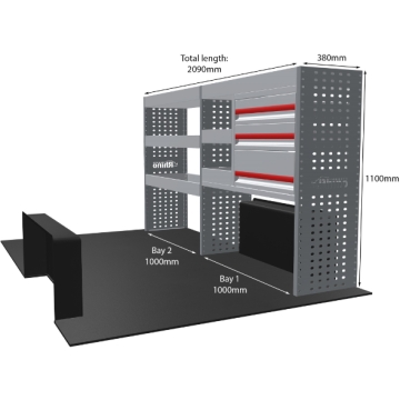 MR4 Bare Express Range til Volkswagen T7 Transporter L1H1- To deler - Skuffer + Hyller