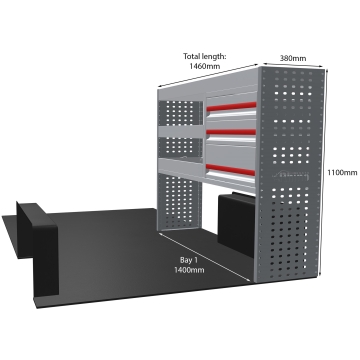 MR4 Bare Express Range til Volkswagen T7 Transporter L2H1- En del - Skuffer + Hyller