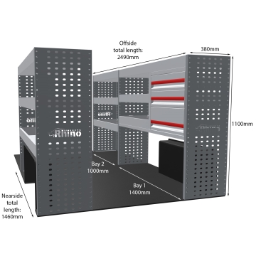 MR4 Bare Express Range til Volkswagen T7 Transporter L2H1- Full konfigurasjon - Skuffer + Hyller