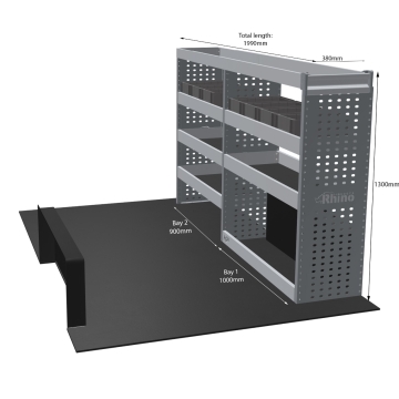 MR4 Bare Express Range til Ford Transit Custom L1H2- To deler - Topp Hylle - Gummimatter