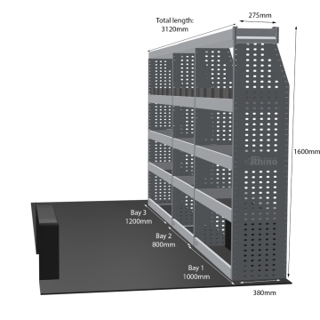 MR4 Bare Express Range til Renault Master L3H2 FWD- Tre deler - Topp Hylle - Gummimatter