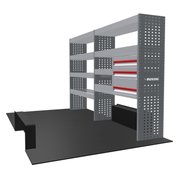 MR4 Bare Express Range til L2H2 Ford Transit 2014 - Bakhjulsdrift - To deler - Skuffer + Hyller