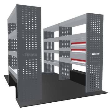 MR4 Bare Express Range til L2H2 Ford Transit 2014 - Bakhjulsdrift - Full konfigurasjon - Skuffer + Hyller