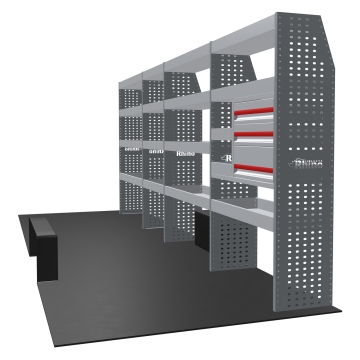 MR4 Bare Express Range til L4H2 - Bakhjulsdrift - Mercedes Sprinter 2018 - Four Bays - Skuffer + Hyller