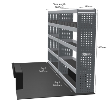 MR4 Bare Express Range til Volkswagen Crafter L3H3- To deler - Topp Hylle - Gummimatter