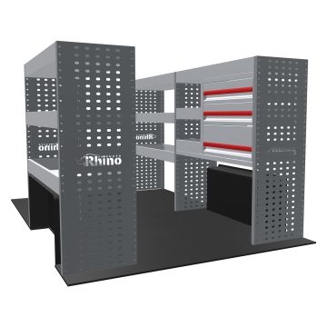 MR4 Bare Express Range til L1H1 Ford Transit Custom 2023 - Full konfigurasjon - Skuffer + Hyller