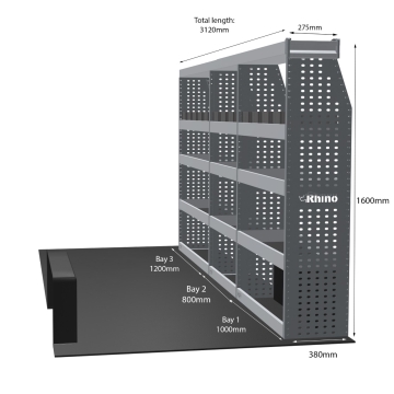 MR4 Bare Express Range til Renault Master L3H2 - Tre deler - Topp Hylle - Gummimatter