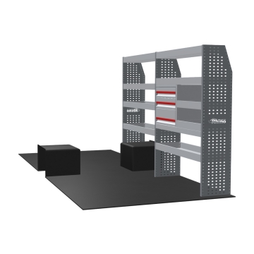MR4 Bare Express Range til L2H2 Renault Master 2024 - Forhjulsdrift - To deler - Skuffer + Hyller