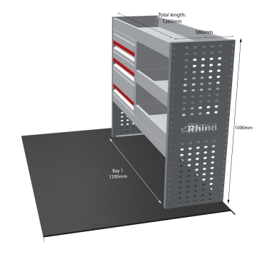 MR4 Bare Express Range til L2H1 Ford Transit Courier 2024 - En del - Skuffer + Hyller -